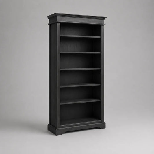Bibliothèque sur pied en MDF à 6 niveaux, noir mat, 90 × 35 × 190 cm